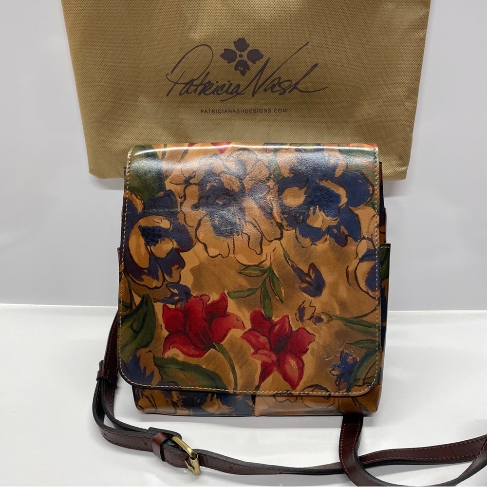 Patricia Nash "Granada" Floral Crossbody Bag - Tan, Red, Blue, Green